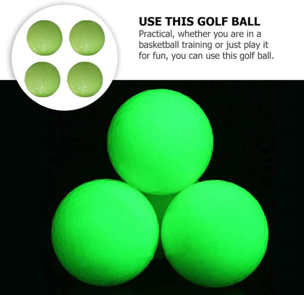 6 stk. selvlysende golfbolde, lysende og fluorescerende til natspil til golftræning og dekorativ brug