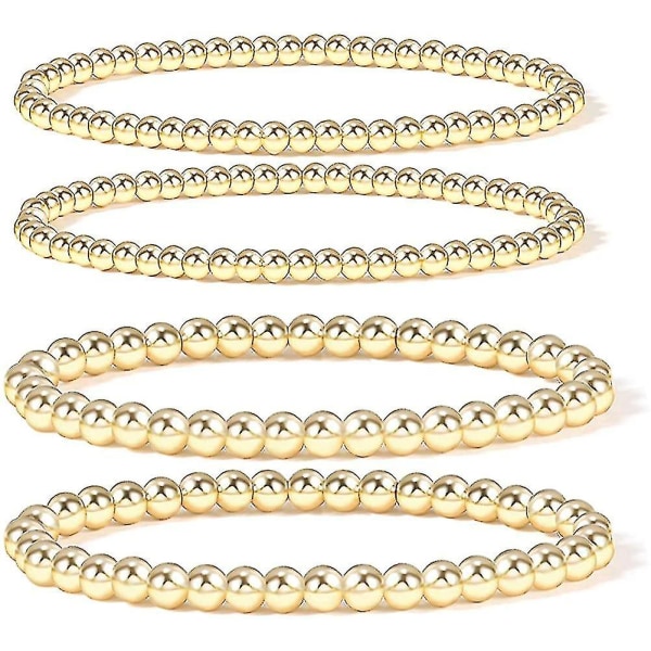 14k guldbelagte perlekuglearmbånd strækbare elastiske guldperlearmbånd til kvinder