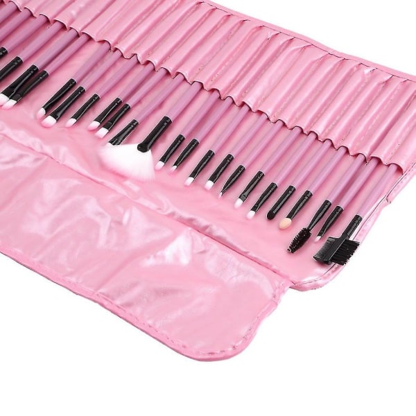 Rosa Pro 32-delad Mjuk Kosmetisk Sminkborste Set med Väska