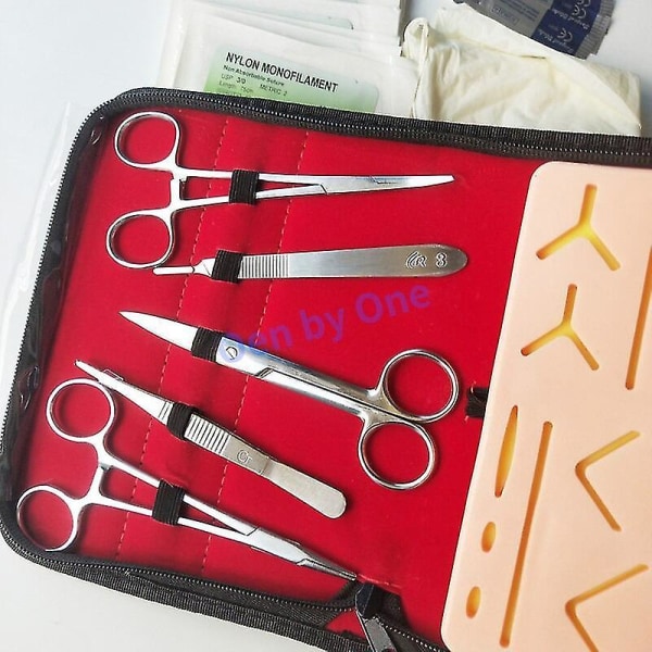 Kirurgisk Suture Kit Hud Operer Pad Nål Saks Værktøjer