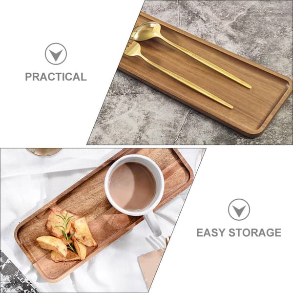 2 st rektangulära serveringsbrickor i trä, stapelbar design, mångsidig fruktserveringsbricka