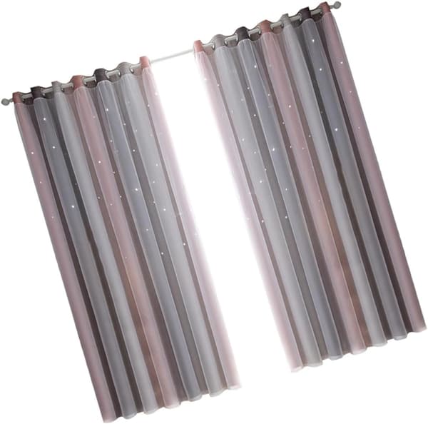 2-pack mörkläggningsgardiner Solskyddsgardin Gradientfärg Dubbellager Polyester