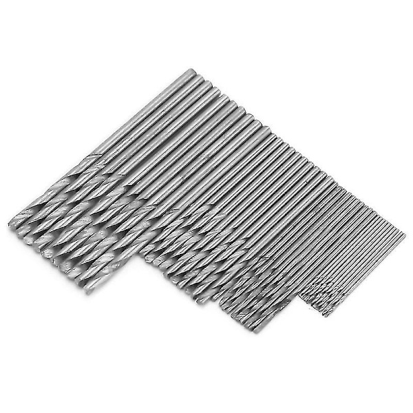 Mini Borr HSS-Bit 0,5mm-2mm Rak Schaft Spiralborr Set Verktyg, (silver)(40st)