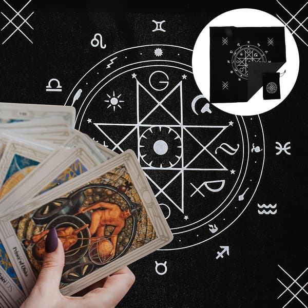 Tarotdug og opbevaringspose sæt til alter tarotbord lavet af sort flonel