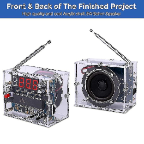 DIY FM-digitaalinen radiosetti säädettävä langaton vastaanotin 87-108mhz radiomoduuli DIY-setit juottamisen oppimiseen ja opetukseen -yuhao