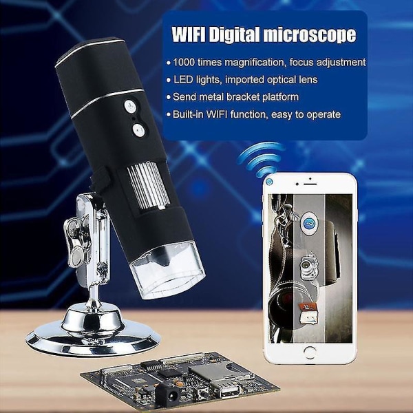 1000x Wifi Digital Mikroskop 1080p 8 LED Mobiltelefon Kamera