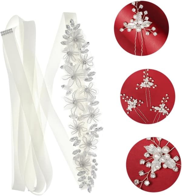 Rhinestone brudebelte Elegant brudekjole tilbehør Selvbånd satengbånd for enkel