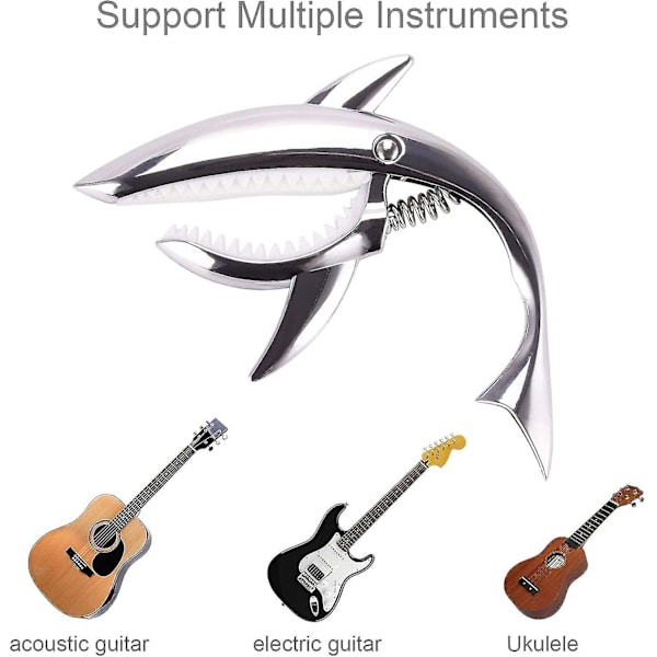 Gitarrkapo i zinklegering Hajkapo för akustisk och elektrisk gitarr (1 st, Silver)