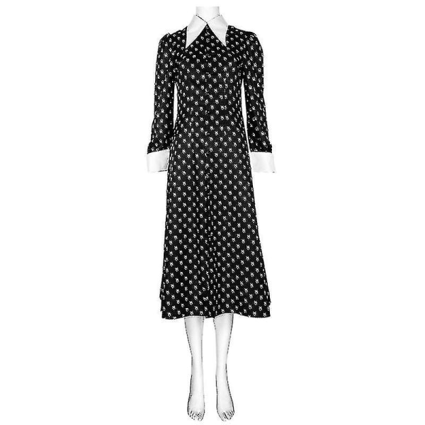 Wednesday Adams Kostume Sæt Kortærmet Kjole Broche Outfits Til Kvinder Rolleleg XXL Dress 5