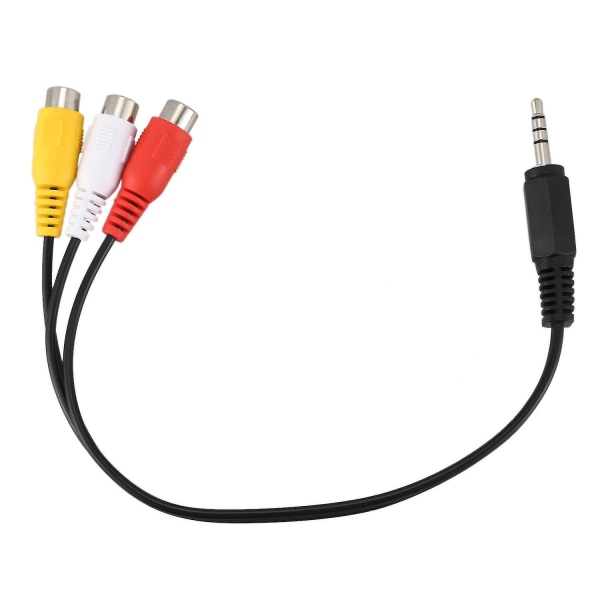 3,5 mm:n urosännän liitin 3 RCA-naarasliittimeen, ääni- ja videokaapeli, 22 cm