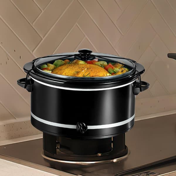 4 stk. lågsikringsrem til slow cooker, sort NBR-materiale, klassisk design, stilfuld
