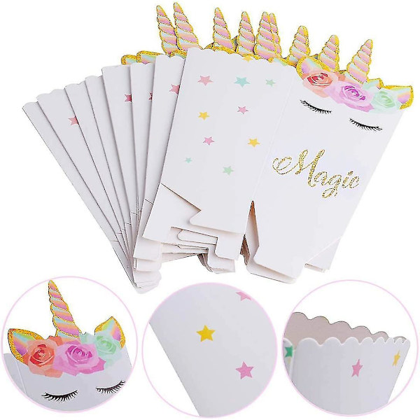24 st Unicorn Snack Candy Box Godisaskar Festtillbehör