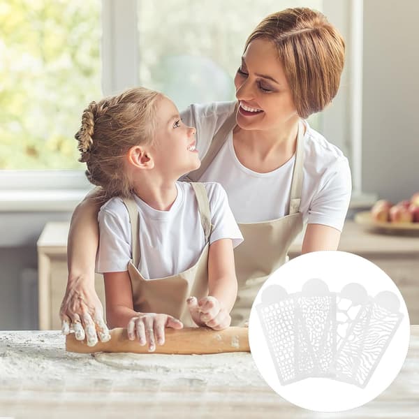 2 sett hvite kakepyntsjablonger for baking og scrapbooking, gjenbrukbare trykksjablonger