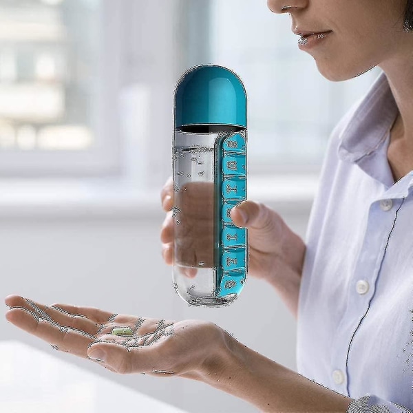Pill Organizer vannflaske 7 dagers pilleholder med ukedispenser Kapsel drikkeflaske