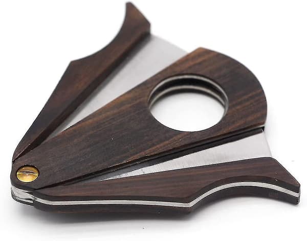 Cigar Cutter Låsesystem Træ Rustfrit Stål Dobbelt Skær