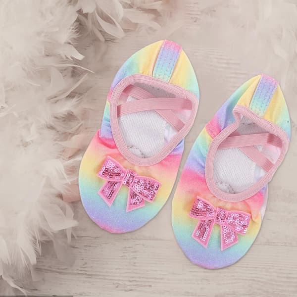 Ballettskor Mjuka Delade Sula Dans Träningsskor Slip-On Iriserande Balettplattor