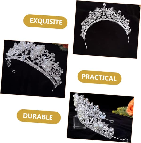 Rhinestone Tiara Krone for Bryllup og Bursdager Elegant Perle Brude Hodebånd Hodeplagg