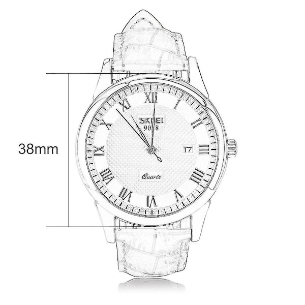 9058 Skmei Vedenkestävä Boutique Quartz-kello Nahkaremmi