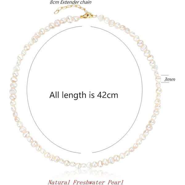 Pärlchockerhalsband Pärlkedjehalsband 5mm Odlade Handplockade Pärlor Söt Present