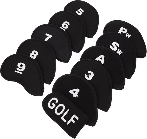 11 st professionella elastiska golfklubbhuvudskydd, svarta putterskyddande ärmar för järnklubbor