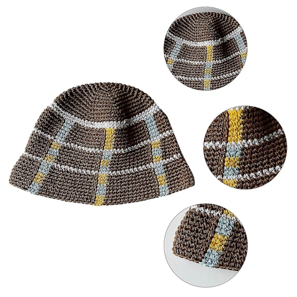 Handgjord Virkad Fiskehatt Stickad Basinkeps Bucket Hat För Semester Yellow