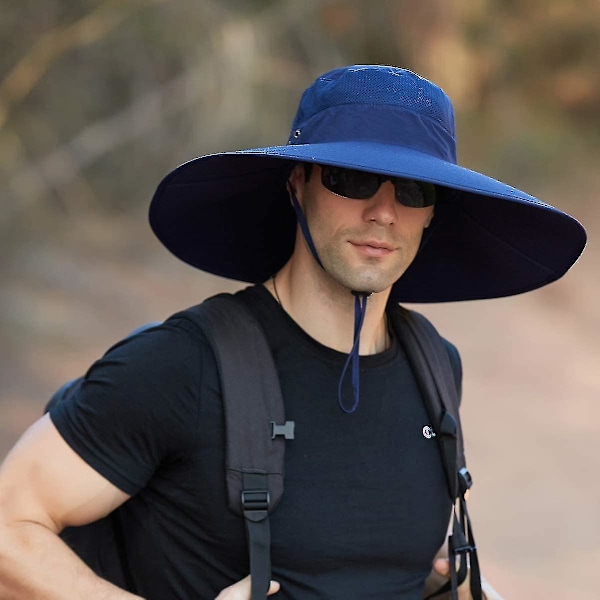 Super Laaja Reuna Bucket Hat Upf50+ Vedenkestävä Aurinkohattu Kalastukseen Vaellukseen Leirintään C06*navy Blue