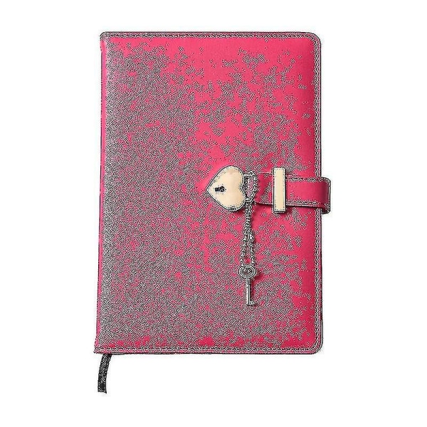 Pu Läder Vintage Låsbar Journalanteckningsbok med hjärtformade hänglås och nyckel