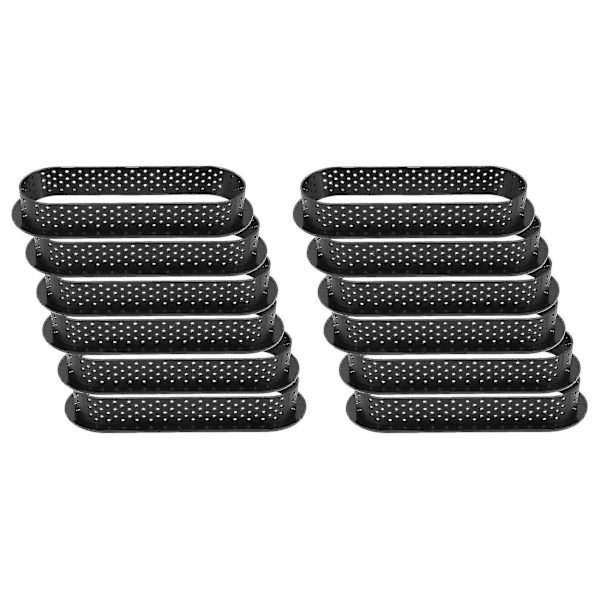 12 stycken ovala tårtformar, värmebeständiga, perforerade, non-stick, bakformar, tårtformar, mini C