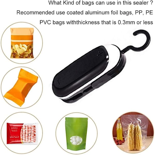 2 stk Frisk Snackslukker, Mini Forseglingsmaskin For Plastposer Matforseglingsenhet For Poser Chips Ba