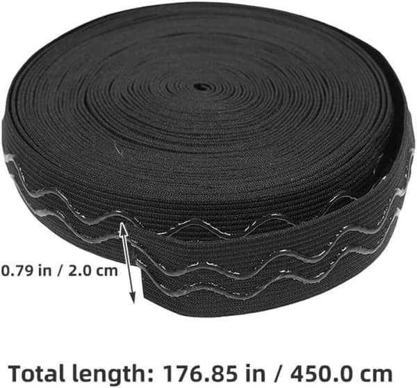 Sort skridsikkert strikket elastikbånd 20 mm x 5 yards højelastisk syrem