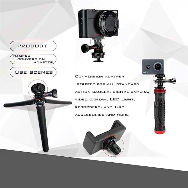 Aluminiumkamerahållaradapter för GoPro-ekosystem, -20 konverteringsadapter
