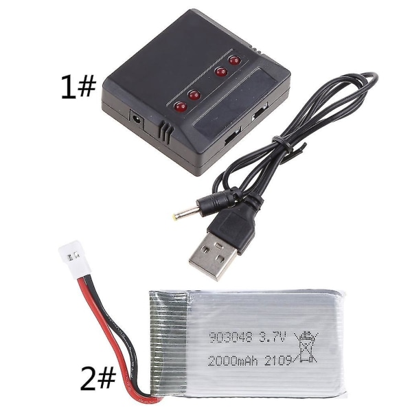 3.7v 2000mah Lipo Batteri 903048 Li-ion Batteri/lader Rc Quadcopter Tilbehør Reparation Reservedel Til Ky601s H11d H11c Rc Drones Only usb charger