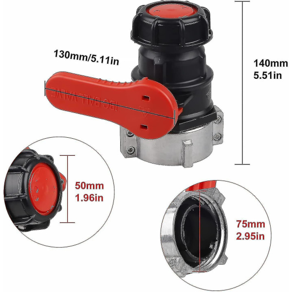 IBC Tank Adapter, Tankventil for IBC Tank, IBC Adapter for Tank, IBC Tankkran DN50 (75 mm)