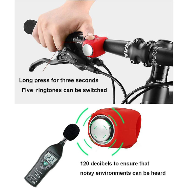 Cykelhorn Elektrisk Klocka Alarmklocka Vattentät Silikonfodral Klocka 120 Db