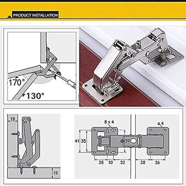 Dørhængsler 170 Grads Hængsel Skabsdørhængsel Til Skabe Møbelhængsel Til Lukning Af Dør