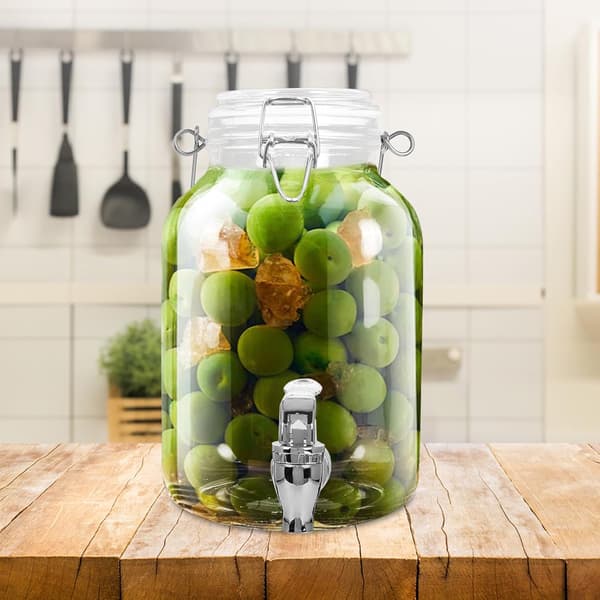 Stor glasburk med lock 3000 ml kapacitet Förtjockad förseglad design