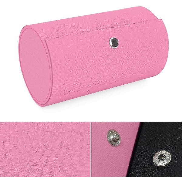 Smyckeskrin, Cylinder Small 3 Lager Rullande Resesmyckesorganisatorväska, Rosa