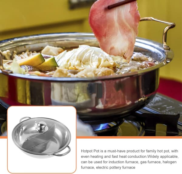Rustfritt stål Hotpot Gryte Kasserolle Praktisk Solid Sølv Dobbeltsmak Deler Design