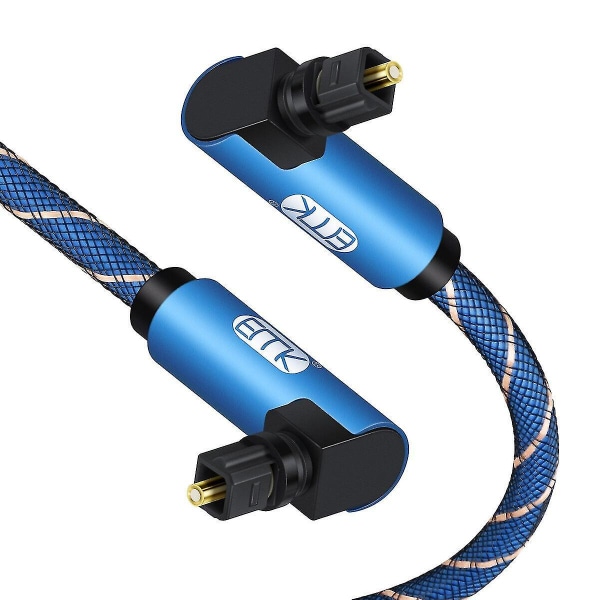 EMK Dual 90 Degree Angle Optical Audio Toslink Cable