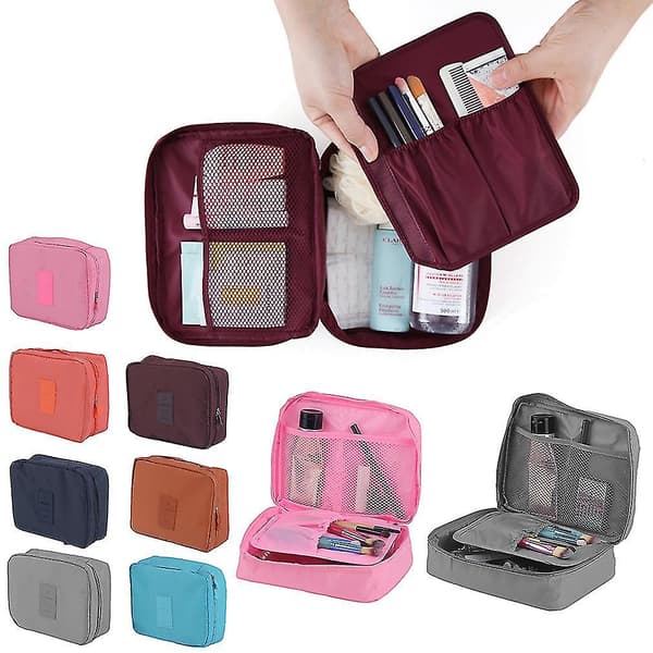 Enkel Nylon Makeup Opbevaringspung med Solid Farve og Lynlås