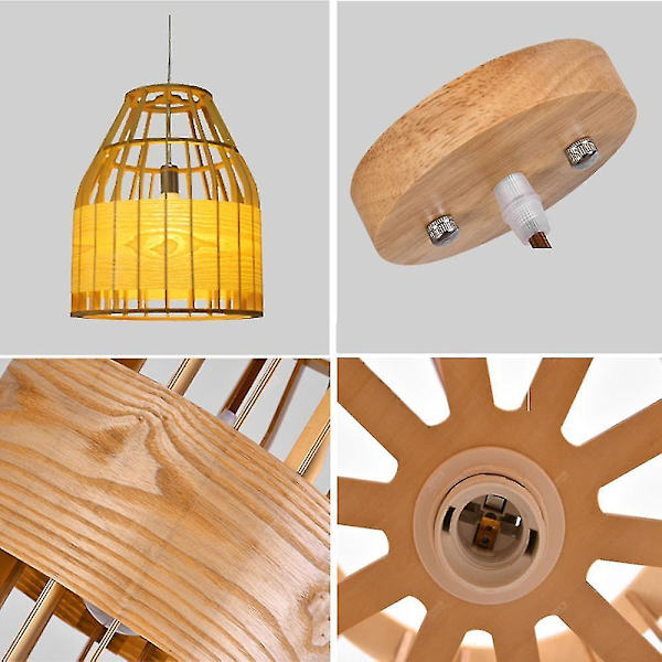 30cm E27 LED-lampe i japansk stil, solid tre-lysestake