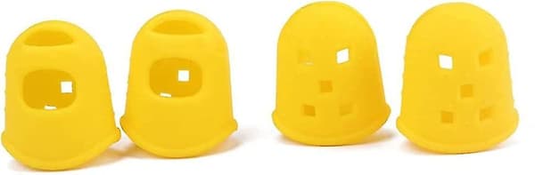 Gitarr Fingertoppsskydd Silikon Plektrum för Ukulele Gitarr Mandolin (4st Storlek L Gul)