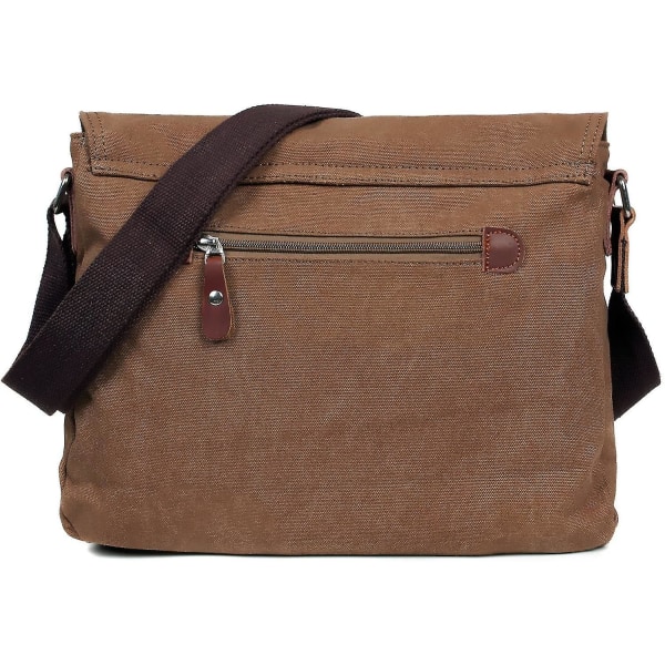 Mænds Canvas Messenger Skuldertaske Til Skole Arbejde Rejse (brun)