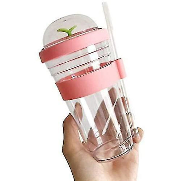 Kannettava muovikupillinen olki 360ml uudelleenkäytettävä mehu- ja maitojuomapullo