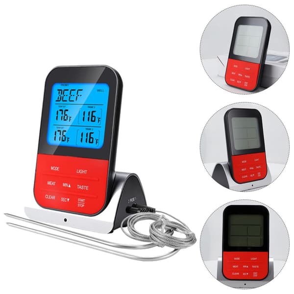 4 X AAA-batterier (ingår ej) Trådlös matlagningstermometer Dubbel sondtermometer Rostfritt stål