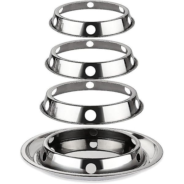 4 stk Rustfritt Stål Wok Ring Gasskomfyr 21,5-28 cm