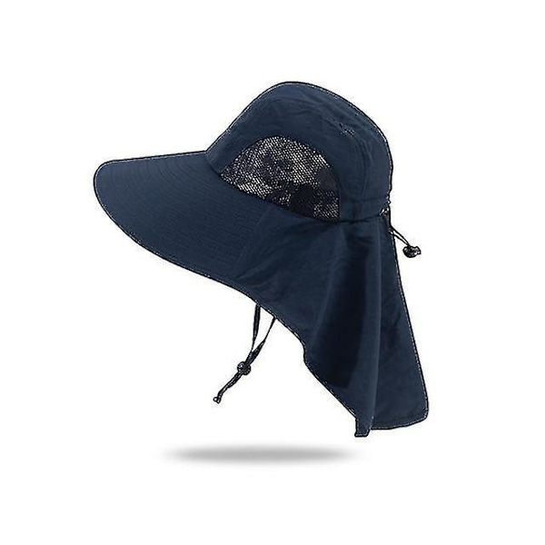 Multifunksjonshatt for utendørs klatring, fiske, turisme - Sommerhatt for menn med solbeskyttelse, bøttehatt, pustende nakkebeskyttelse Navy Blue