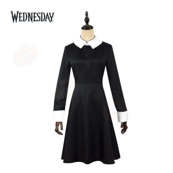 Onsdag Addams The Addams Nevermore Costume Uniform Suit Set Kvinnliga kläder S Style 8
