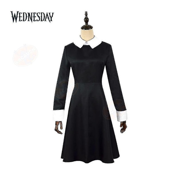 Wednesday Addams The Addams Family Nevermore Kostyme Uniform Dresssett Kvinneklær XL Style 8