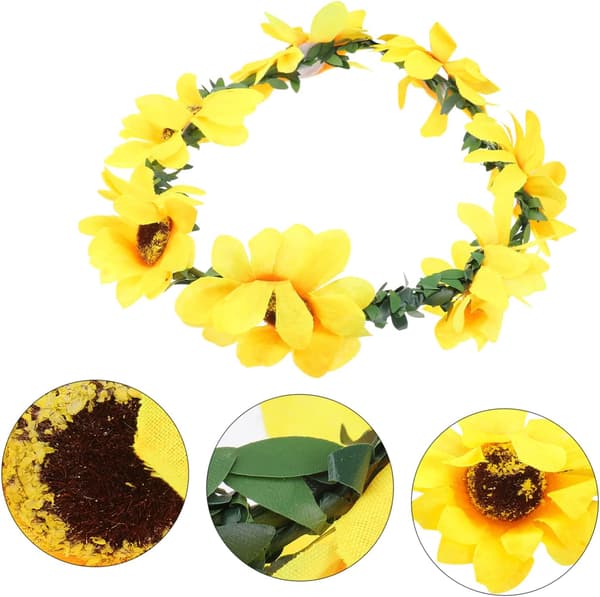 Solsikke krone hodebånd hårkrans for brudefestivaler blomsterhodeplagg solsikkedesign